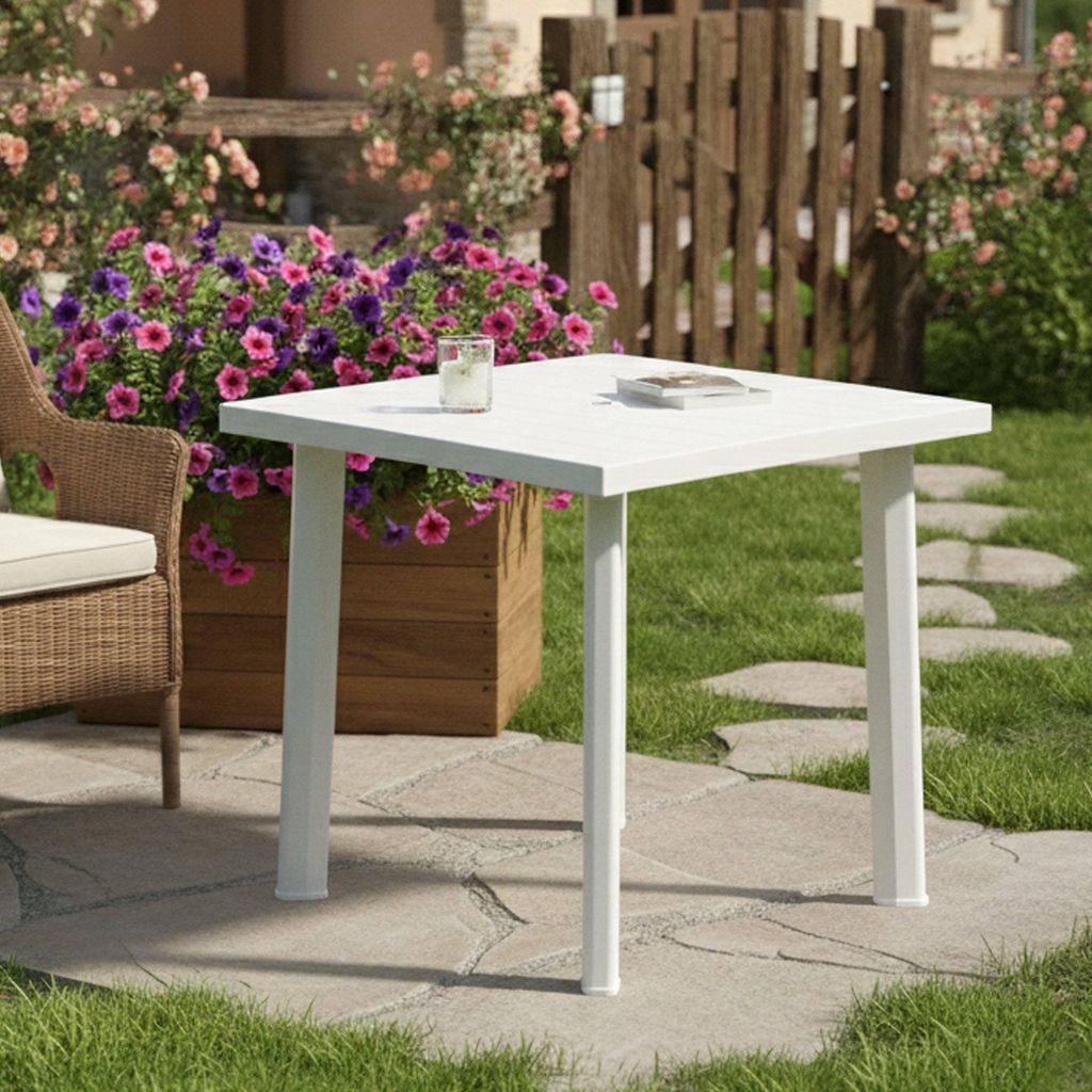Buitenmeubel: Vierkante tuintafel van kunststof, Fiocco, Productafbeelding 