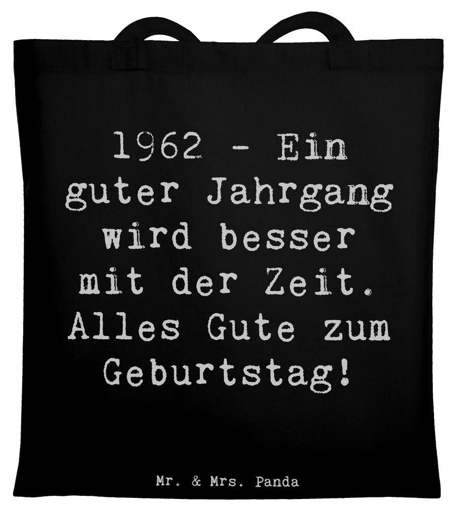Mr. & Mrs. Panda Tote Bag Spruch 1962 Geburtstag - Schwarz - Geschenk, Alter, besondere Geschenke, Happy Birthday, besser mit der Zeit, Jahrgang, f...