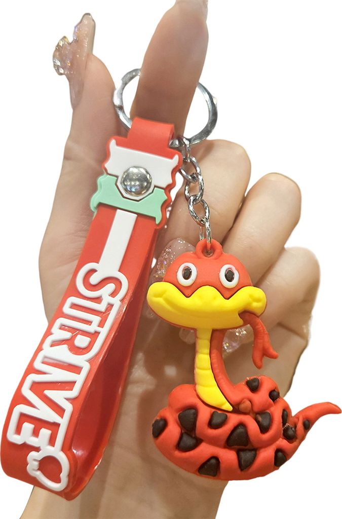 Cooler Schlüsselanhänger aus PVC mit Schlangenanhänger, dekorativer Schlüsselanhänger mit Umhängeband für Auto, Handtasche, Rucksack, Telefo...