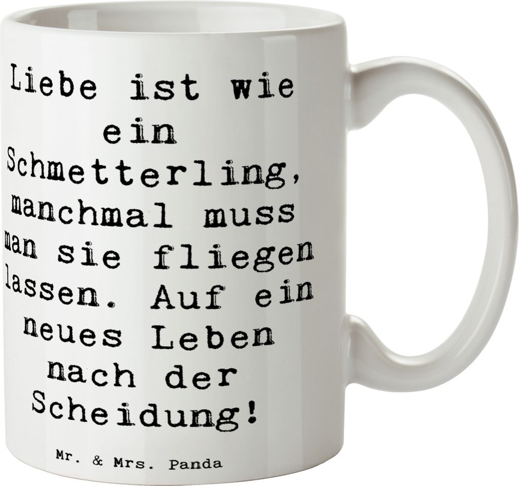 Mr. & Mrs. Panda Teetasse Spruch Scheidung Neuanfang - Weiß - Geschenk, Tasse, Hoffnung, Mut, Heiraten, Becher, Heirat, Freundschaft, positive Bot...