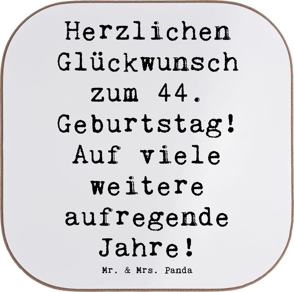 Mr. & Mrs. Panda Untersetzer für Gläser Spruch 44. Geburtstag Feier - Weiß - Geschenk, Liebe, Glas, Happy Birthday, Flaschenuntersetzer, Tischun...