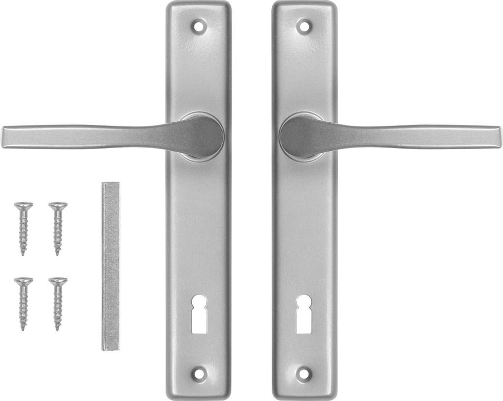 ADGO 90 mm Türgriff Mit Einsatz Silberne Rechteckrosette Links Und Rechts