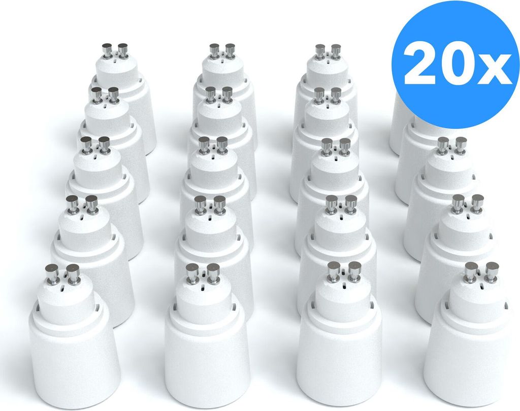 EAZY CASE 20x Lampensockel Adapter (GU10->E27) - Konverter GU10 Fassung auf E27 Lampenadapter, für LED-/Halogen- und Energiesparlampen Sockeladapt...
