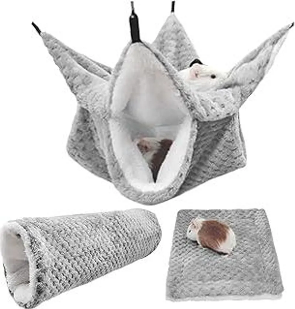 Amaca Doppio Strato PLUSHCEWT per Piccoli Roditori | Set 3 Accessori