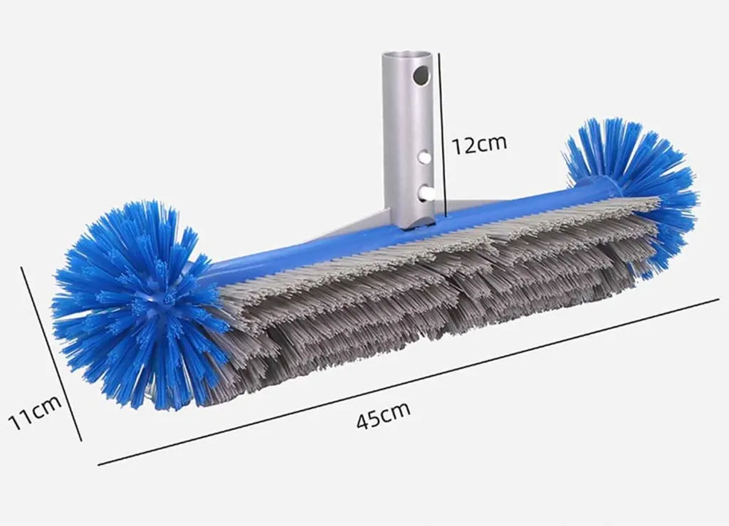 Brosse de piscine robuste 43cm avec dos aluminium et poils nylon durs