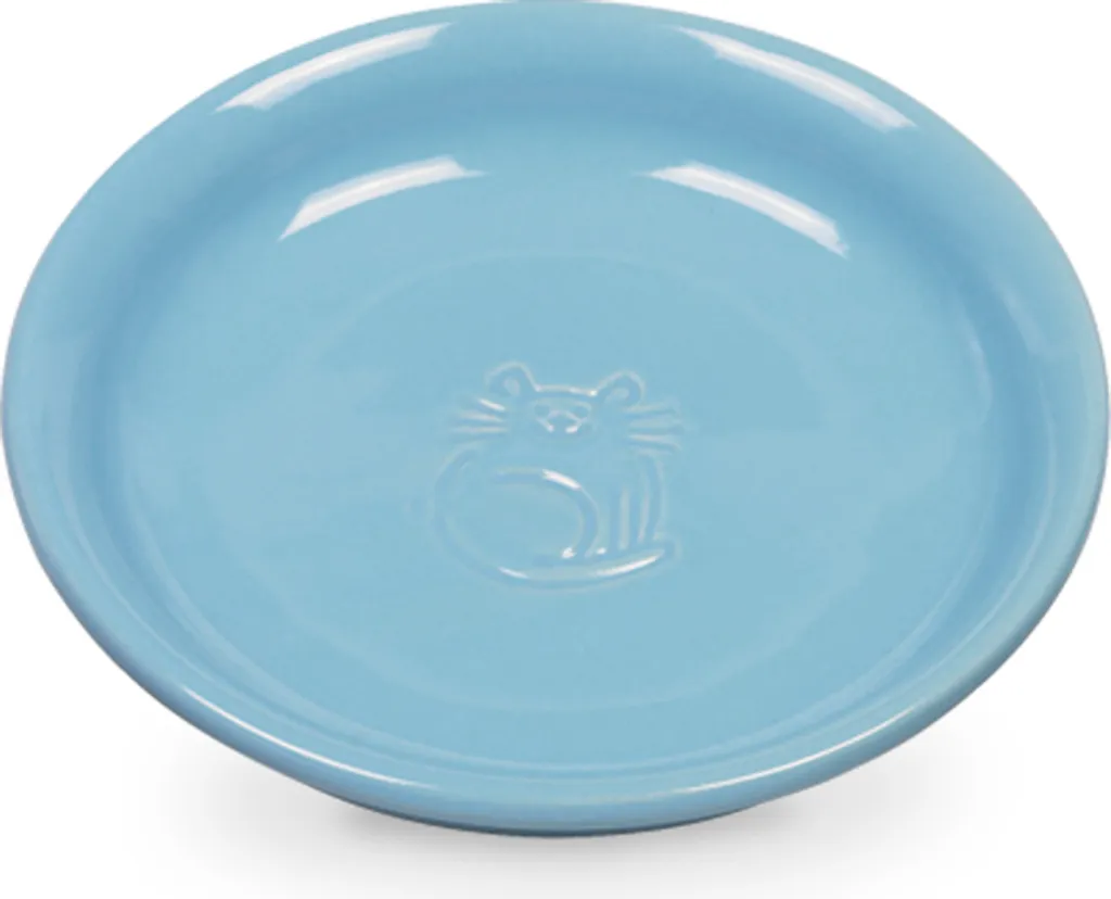 Nobby Cat Ciotola Latte Ceramica Azzurro Ø14cm - Piattino Anti-Baffi