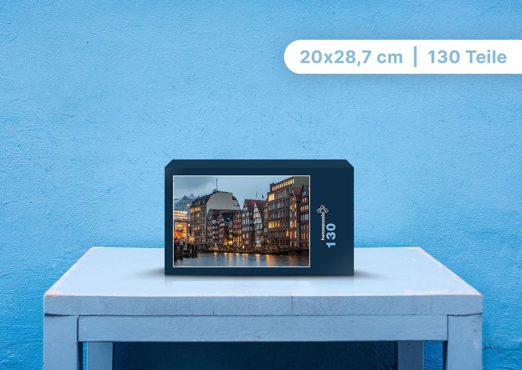 hansepuzzle 108997 - Hamburg Puzzle, 130 Teile, Orte, 28,7 x 20,0cm mit hochwertiger Aufbewahrung, Kartonbox und wiederverschließbarem Beutel