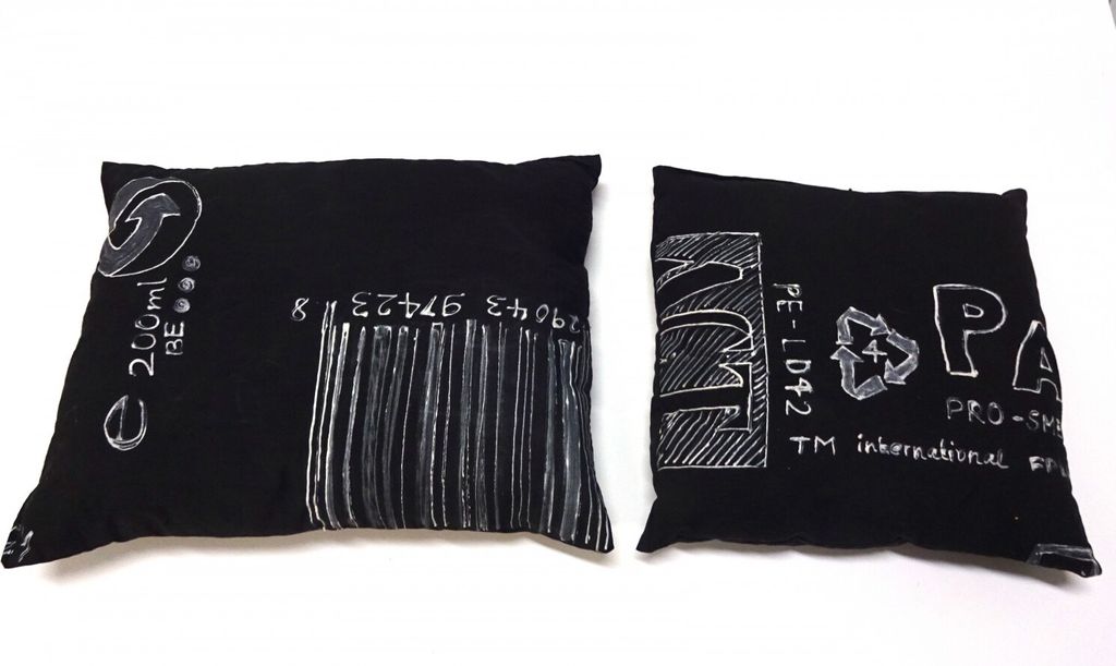 2x Kissen Set Dekokissen Miniblings Handarbeit Unikate Zeichen Symbole Barcode