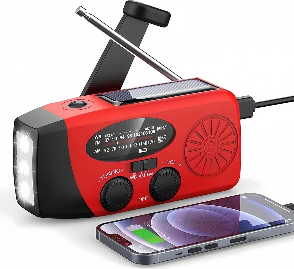Solar radio,Selbstbetriebenes Kurbelradio mit Produktbild 