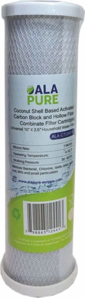 Eliminer Goût Chlore et Impuretés avec Filtre Charbon Alapure ALA-CTO10HF