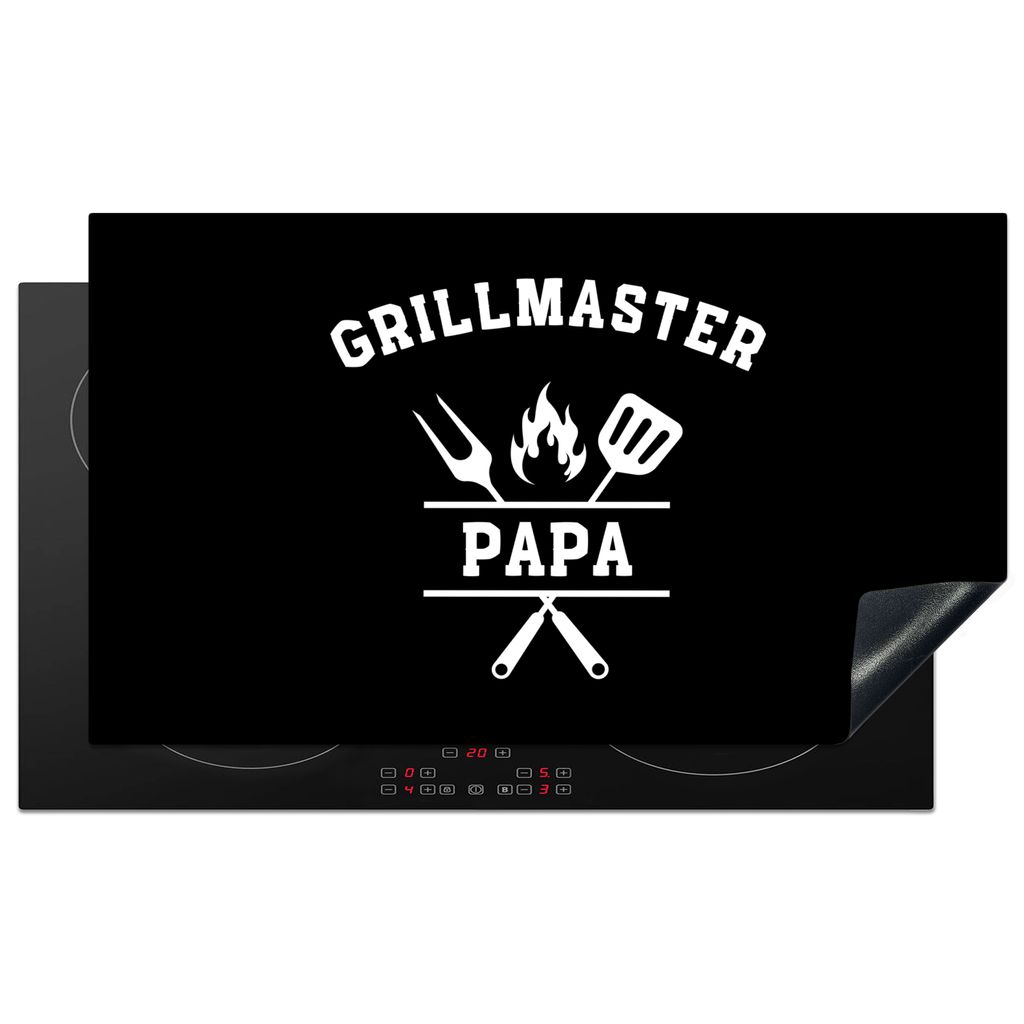 KitchenYeah Herdabdeckplatte Zitat - Grillmaster dad - Schwarz - Vater - Kochen , 91x52cm, Küche Deko, Glaskeramikkochfeld Herdabdeckung, Abdeck...