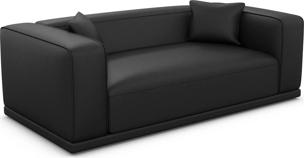 Kunstleder 3-Sitzer Couch Diora Schwarz