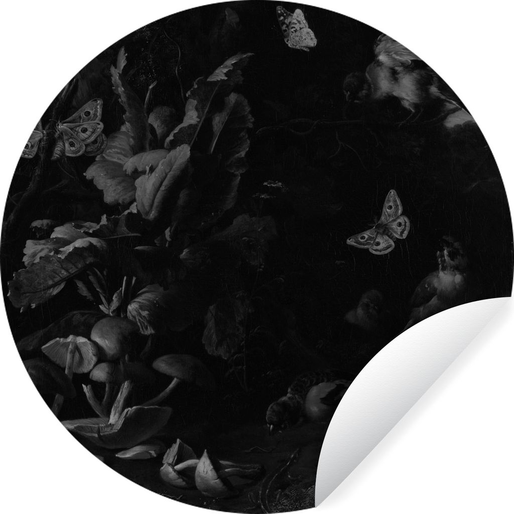 MuchoWow Runde Wandtattoo - Wandsticker Tapete Aufkleber Tiere und Pflanzen - Melchior d'Hondecoeter Ø 50 cm Selbstklebend und Repositionierbar ...