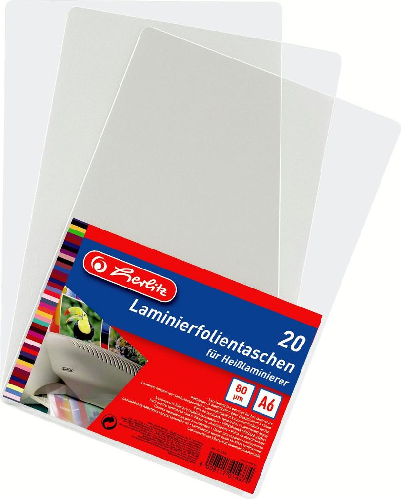 Herlitz Laminierfolientasche A6 20er für Heißlaminierer