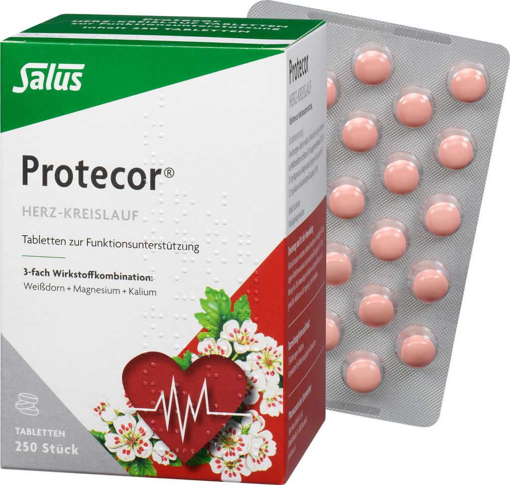 Salus Protecor Herz-Kreislauf Tabletten zur Funktionsunterstützung, Überzogene Tabletten 250 St