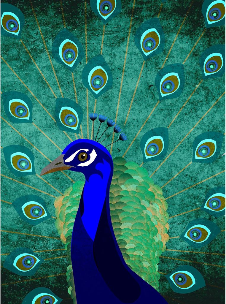 Tadessi Fototapete | Vögel | 2.00 m x 2.70 m | Grün | Blau | Wandbild | Digitaldruck