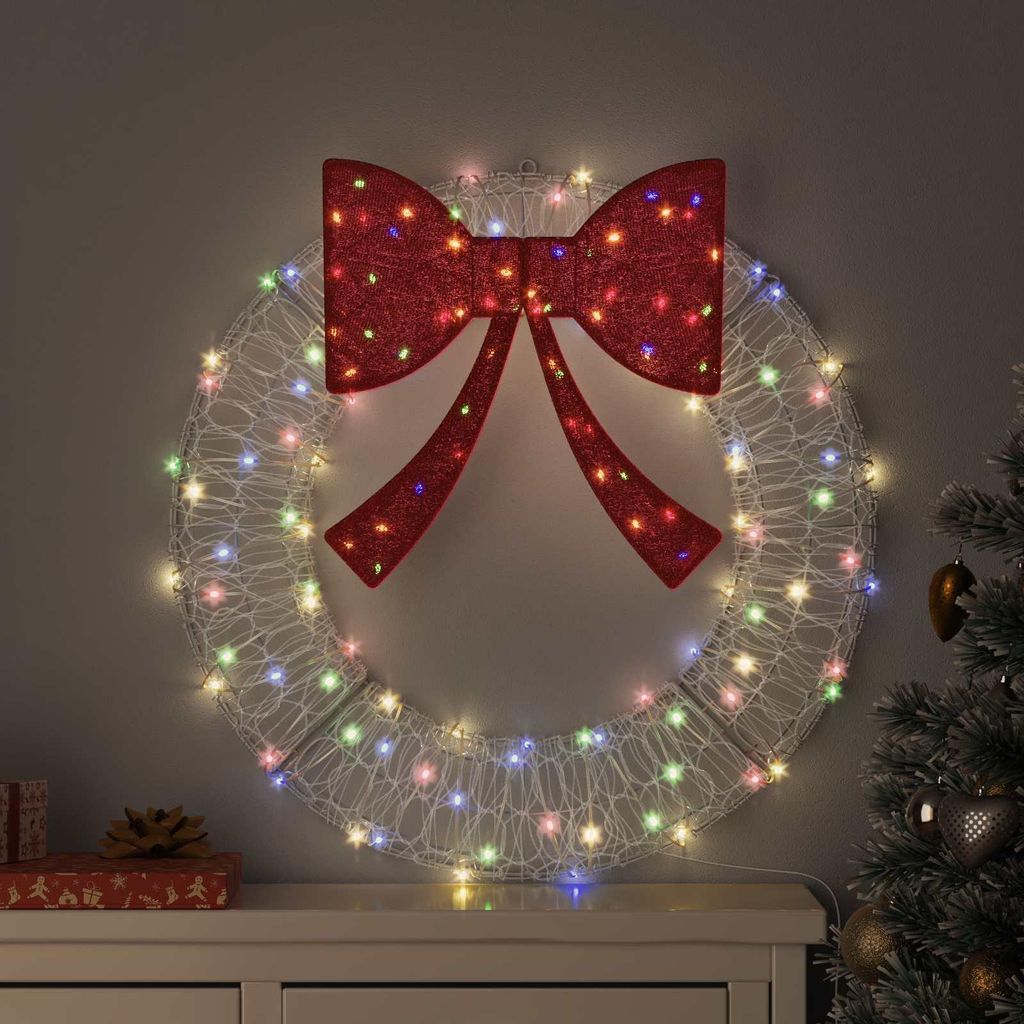 "Schlussverkauf" Kranz mit 60 LEDs Mehrfarbig 76x76x8,5 cm Acryl C13115