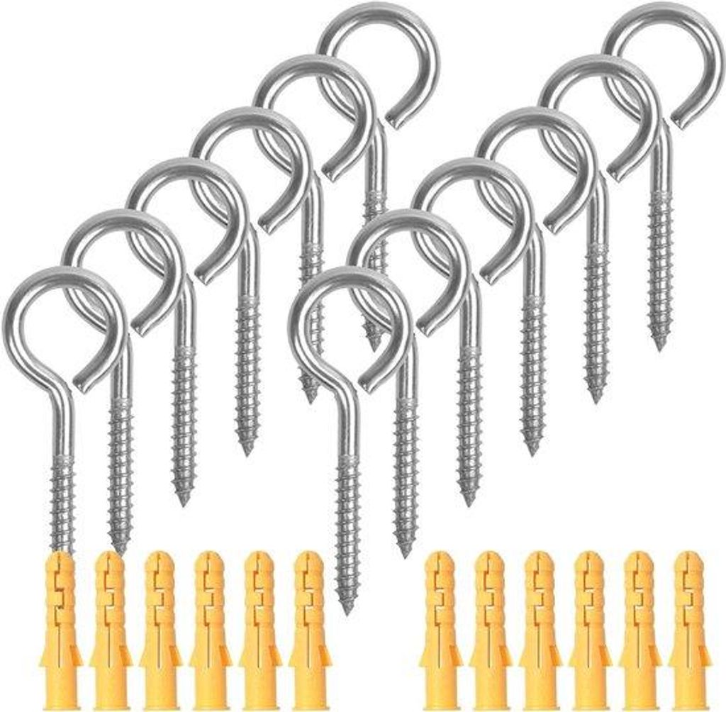 12 Stück M6 x 80 mm Edelstahl Schrauben mit Plugs - Selbstschraubende Schrauben für Kronleuchter, Vorhänge und Handwerksprojekte
