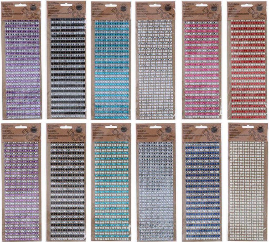 Stickerbogen mit Perlen in Diamantenform, 12 verschiedene Farbkombinationen