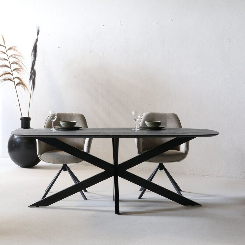 Esstisch oval - Schwarz - 180cm - Esstisch Jordan - Giga Meubel