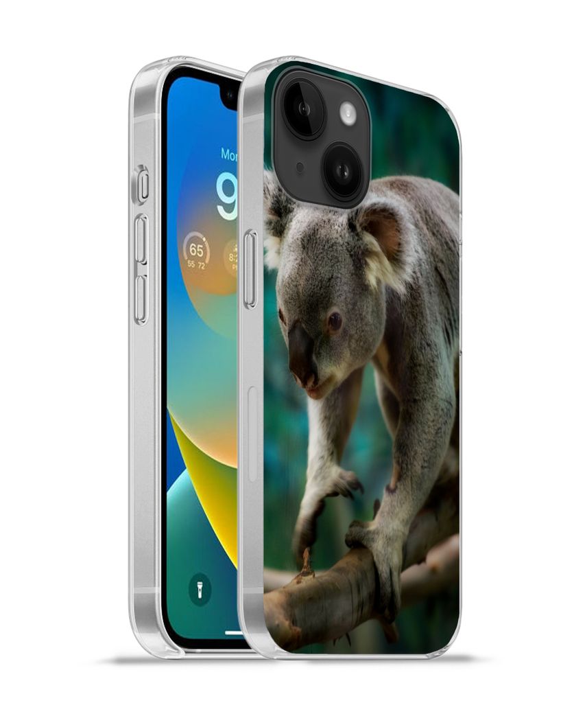 MuchoWow Handyhülle Schutzhülle Hülle für Apple iPhone 14 - Softcase Koala - Baum - Klettern - Kinder - Jungen - Mädchen Silikon Softcase Ha...