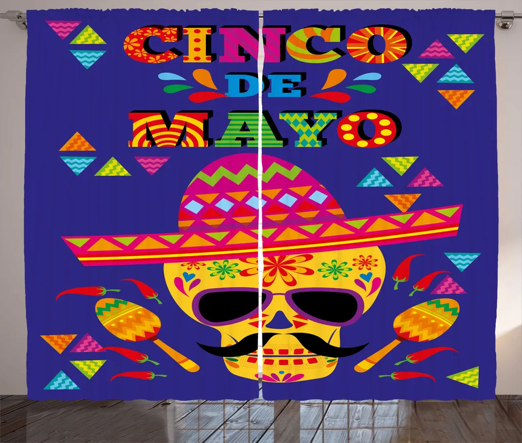 ABAKUHAUS Rideau Cinco de Mayo Crânes en Sucre 280x225 cm Violet