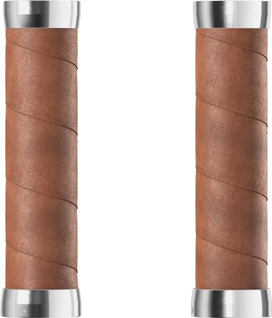 Paire de poignées de vélo en cuir 130mm coloris fauve foncé chic