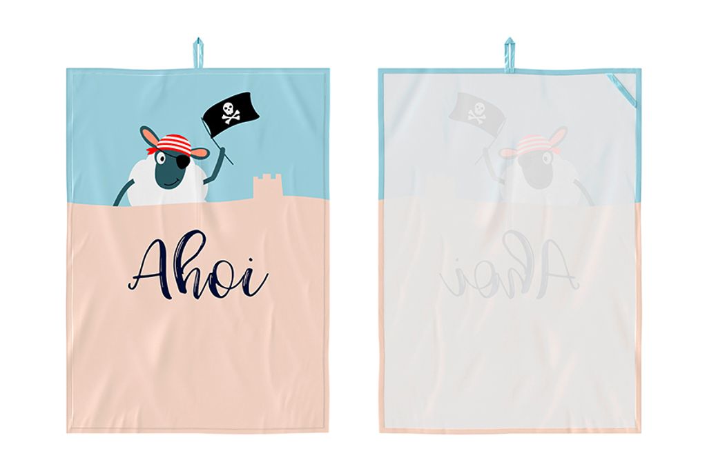 maritimes Geschirrtuch Meerfreunde mit Schaf 50x70cm Geschenk für Dich