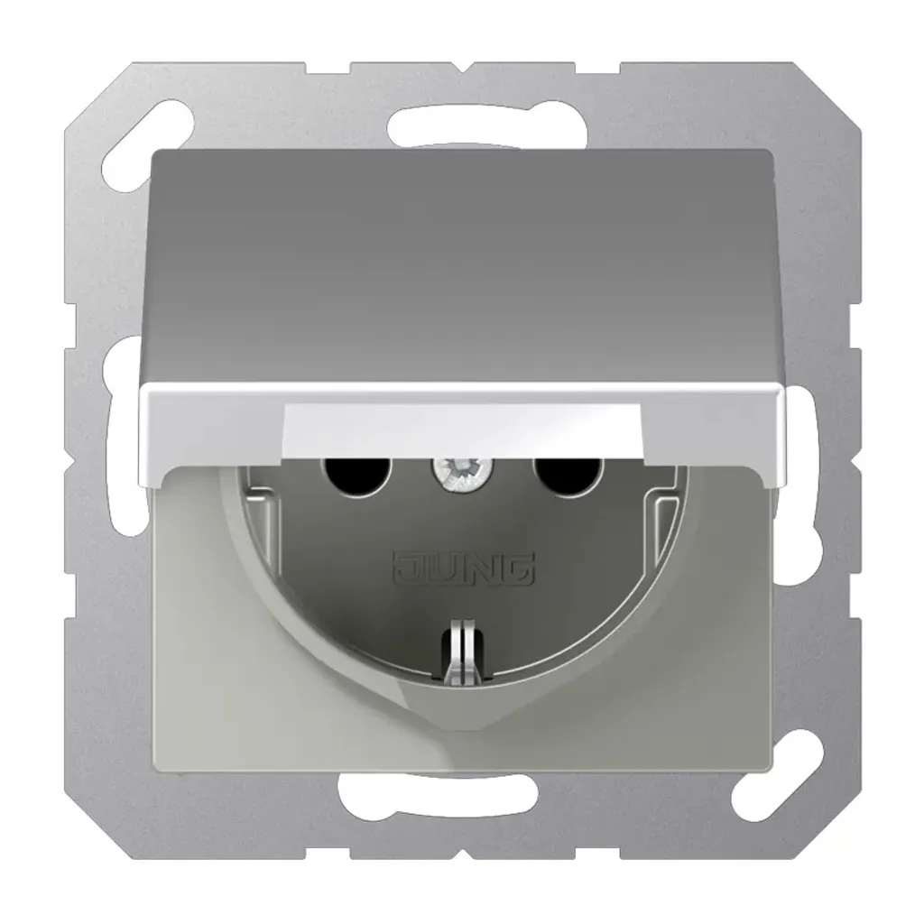 Prise de courant affleurante Jung A 1520 BFKIKL AL finition Aluminium