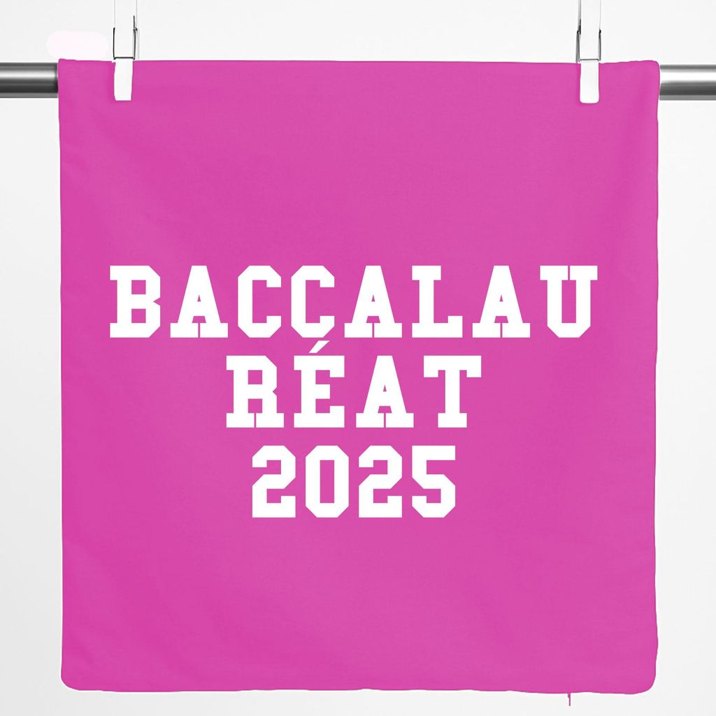 Huuraa Kissenbezug Baccalauréat 2025 Abschluss Frankreich 40x40cm Fuchsia Baumwolle Dekokissenbezug Geschenkidee