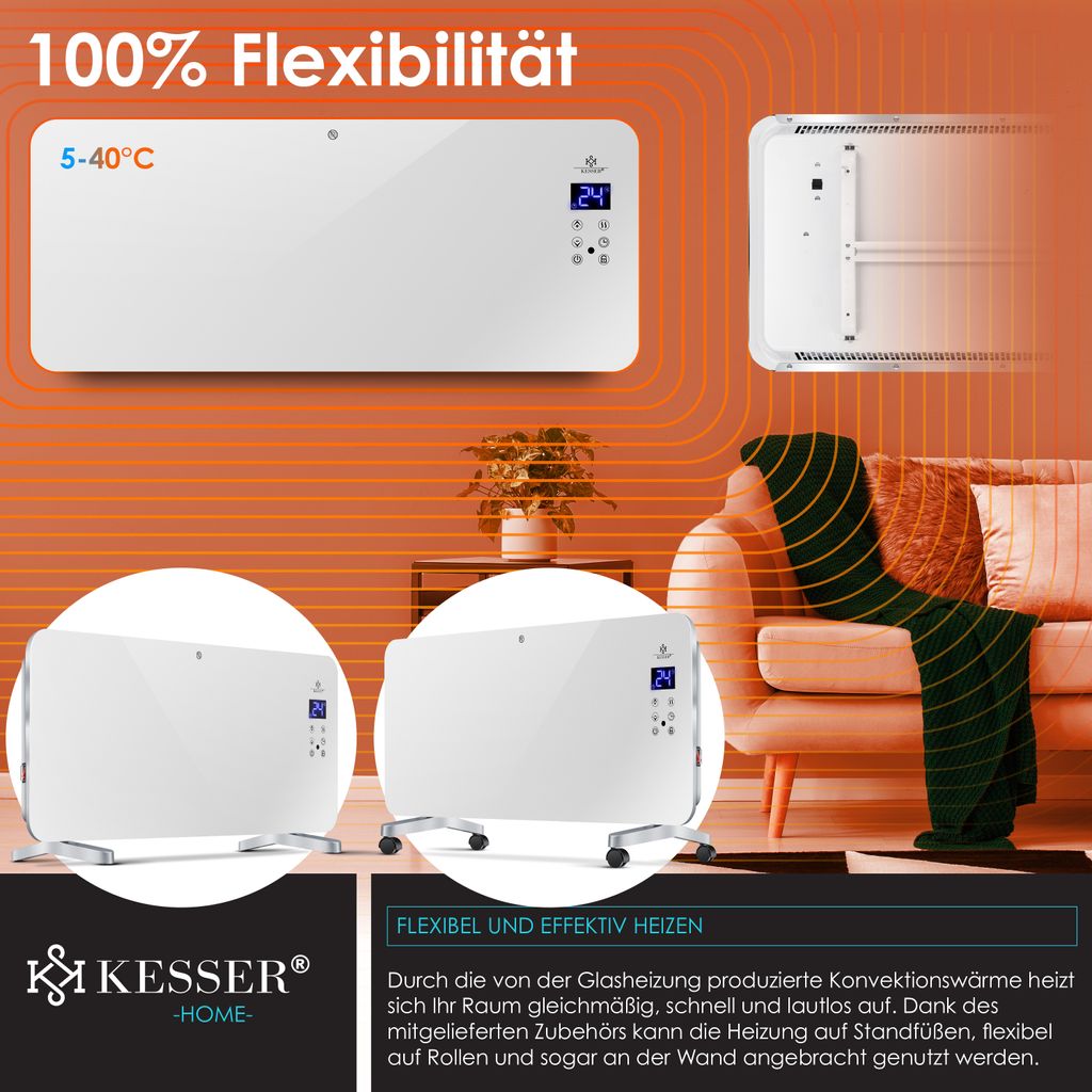 KESSER® Elektro Glasheizung Konvektor Elektroheizung Produktbild 5