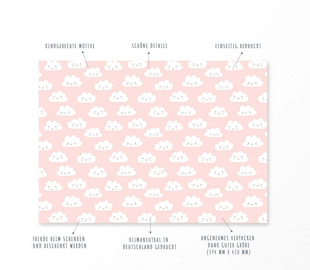 Geschenkpapier Baby Mädchen Geburt Taufe, 6 Bögen Kinder Produktbild 5