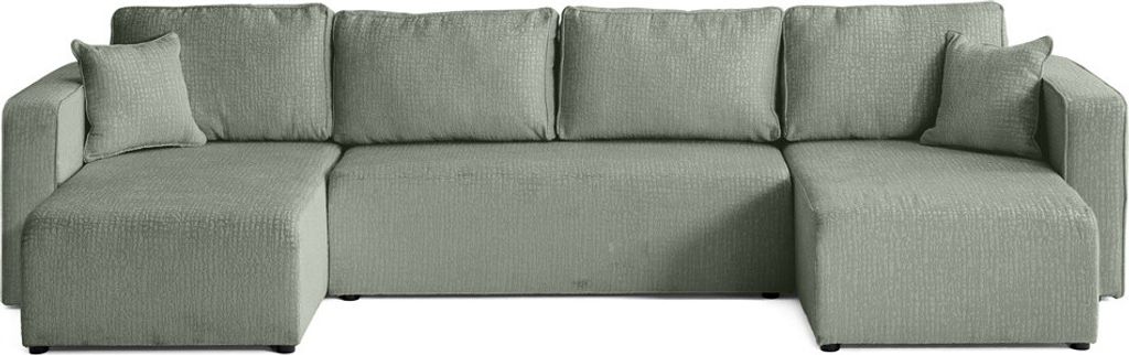 Best Möbel Topaze - 7-sitzer Wohnlandschaft U-form - Schlaffunktion und Bettkasten - strukturierter Samtstoff , Grün