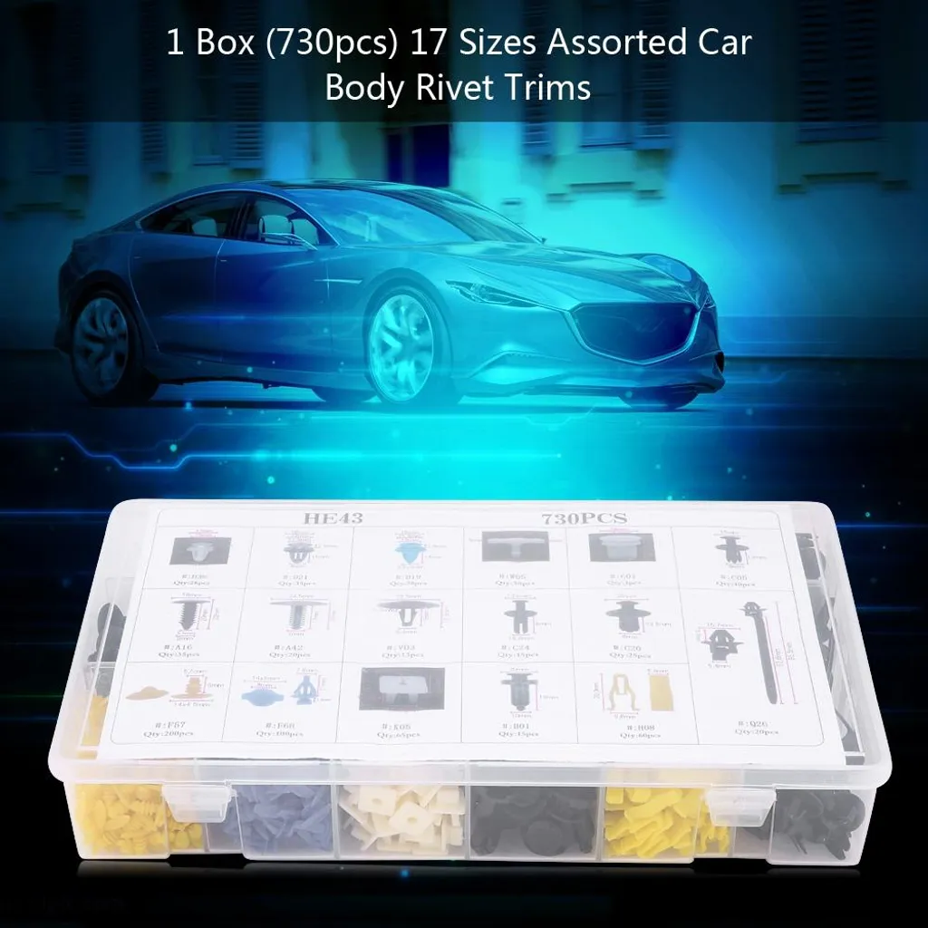 Fixez vos Garnitures avec ce Lot de 730 Rivets Automobile et Pare-chocs