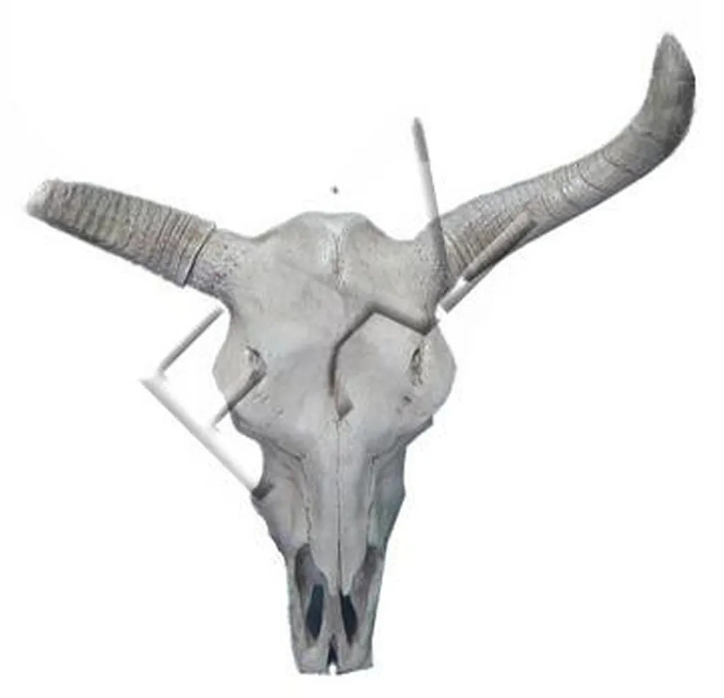 Sculpture Tête Cornes en Résine Statue Décorative Murale Noire 50cm