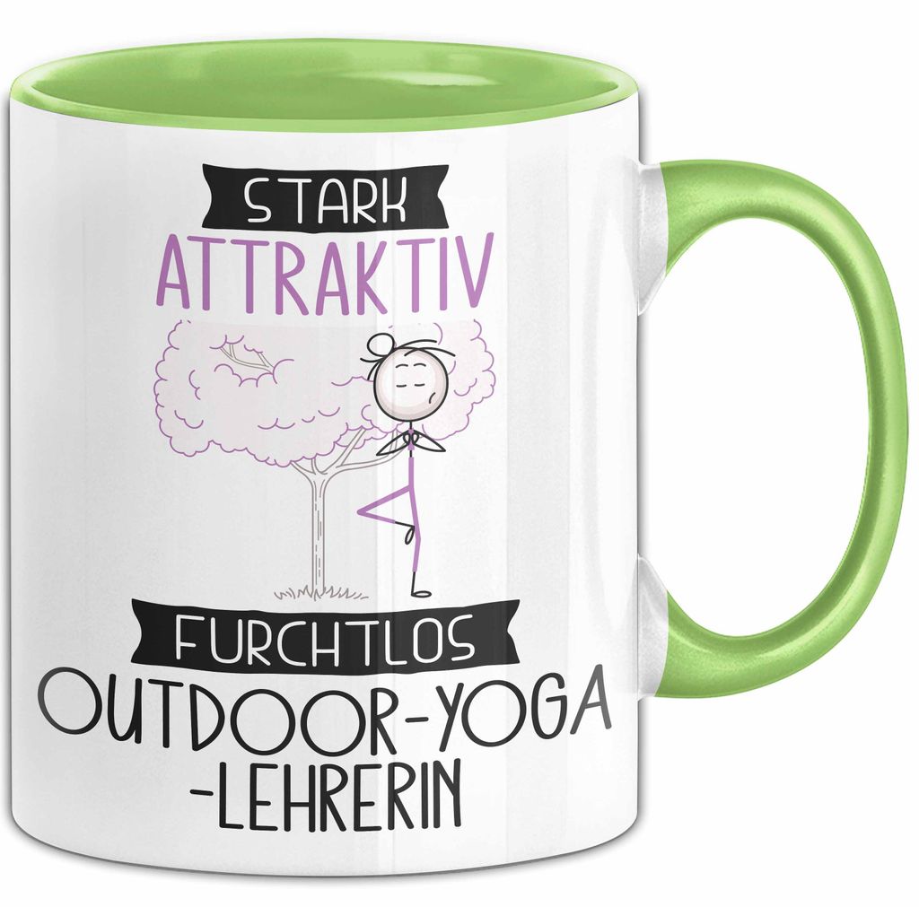 Outdoor-Yoga-Lehrerin Tasse Geschenk Becher Stark Attraktiv Furchtlos Outdoor-Yoga-Lehrerin Lustige Geschenkidee (Grün)