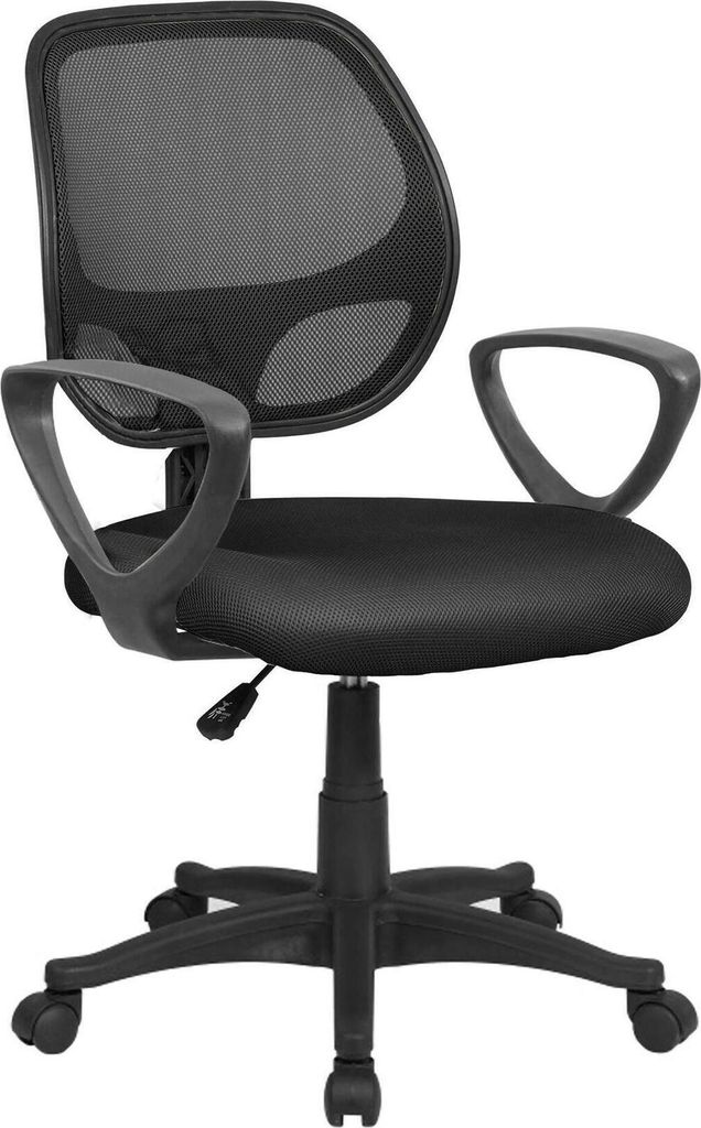 Bürostuhl Ddjidj, Mesh-Arbeitsstuhl mit Armlehnen, Ergonomischer Bürositz, 56x57h88/100 cm, Schwarz
