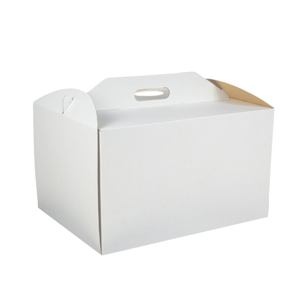 KAPAK Tortenkarton Weiß 42x32x25 cm mit Griff Produktbild 