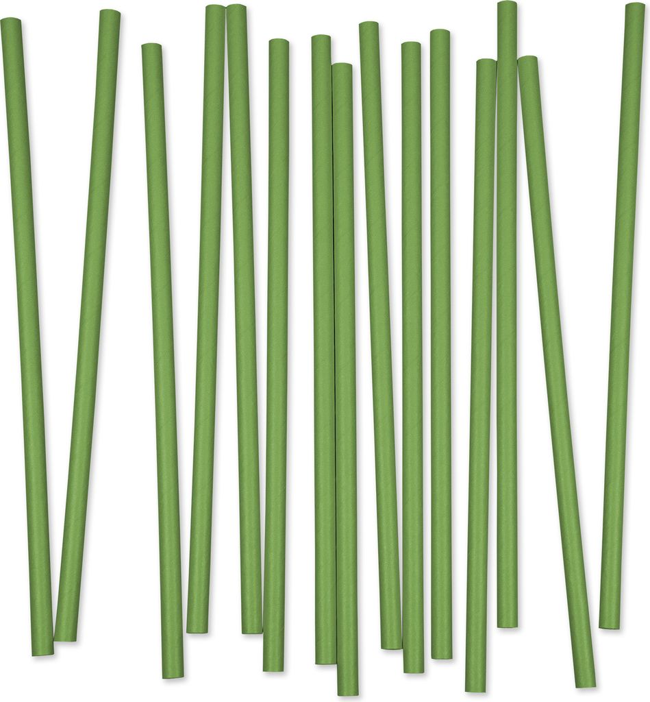 Papier Trinkhalme, grün, 250 x 8 mm, 4 lagig, 3250 Stück (1 Karton)