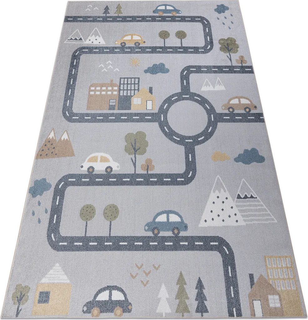 Grand tapis de salon moderne gris et crème 180x270 cm style City Chic