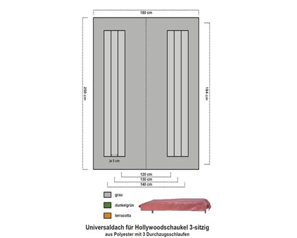Toit pour balançoire Hollywood vert en polyester imperméable 3 places