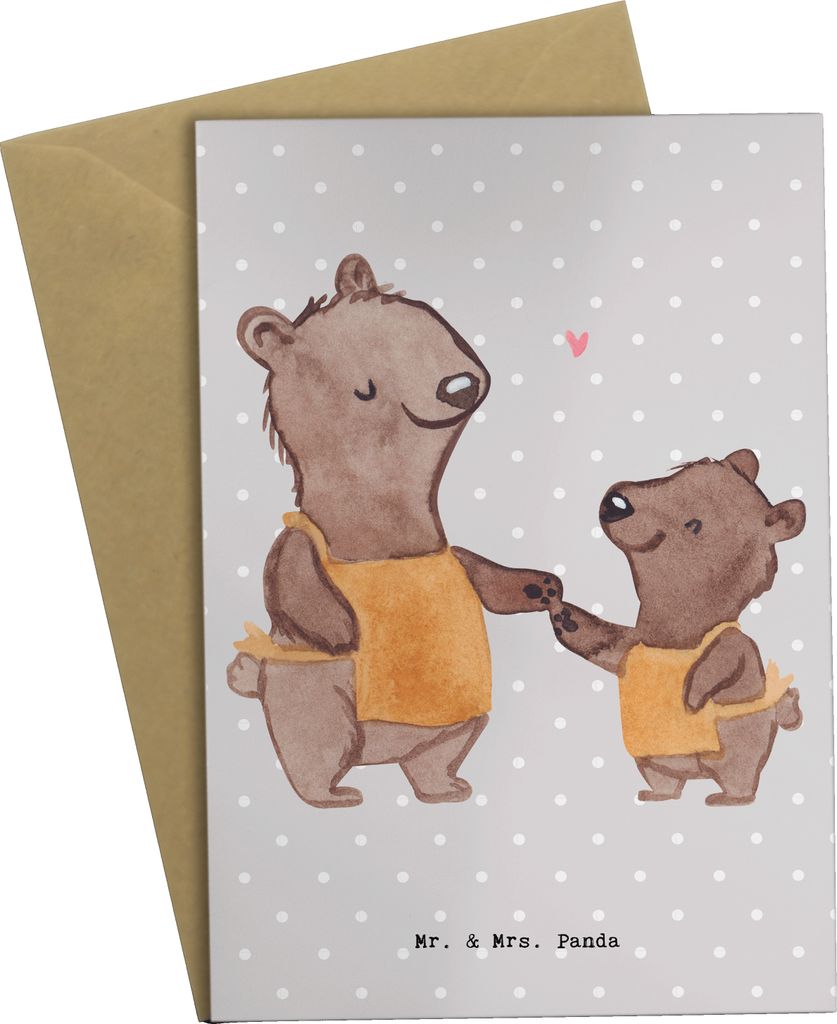 Mr. & Mrs. Panda Grußkarte Arbeitserzieher Herz - Grau Pastell - Geschenk, osterkarten, Hilfsbereit, Freunde, Grußkarten, Studium, Ausbildung, Da...