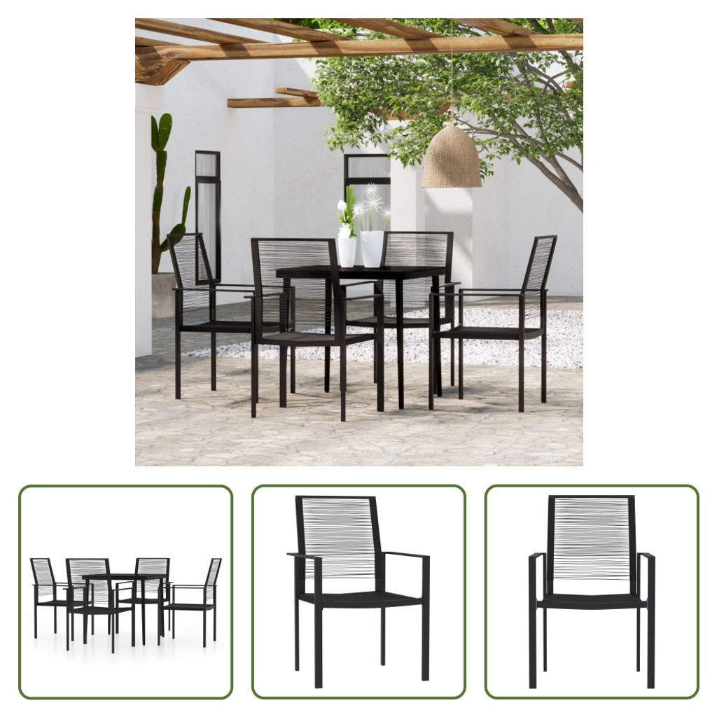 The Living Store 5-tlg. Garten-Essgruppe Schwarz