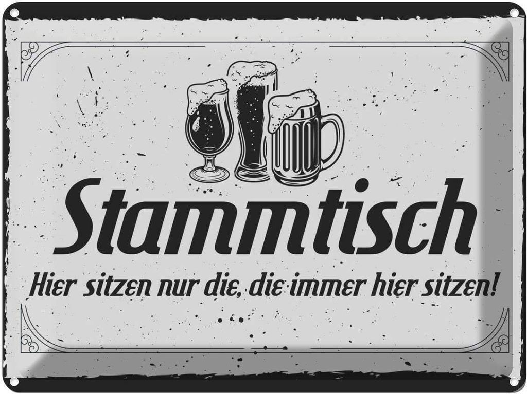 vianmo Blechschild 30x40 cm Stammtisch hier sitzen nur die Dekoration Spruch Zitat