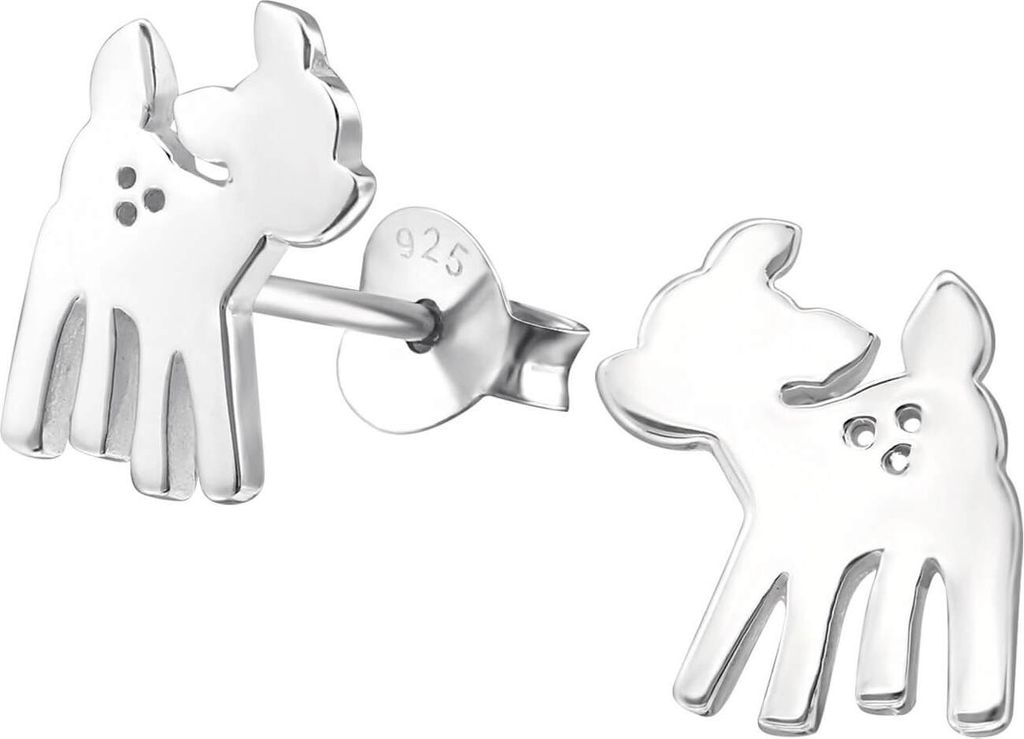 Rehkitz Kinder Ohrringe Ohrstecker 925 Sterling Silber vergoldet Material - Silber