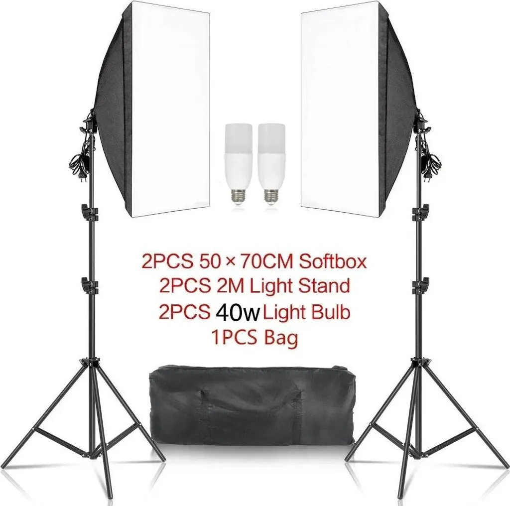Boîte à Lumière Photo avec Ampoules 40W et Support d'Éclairage Modulable