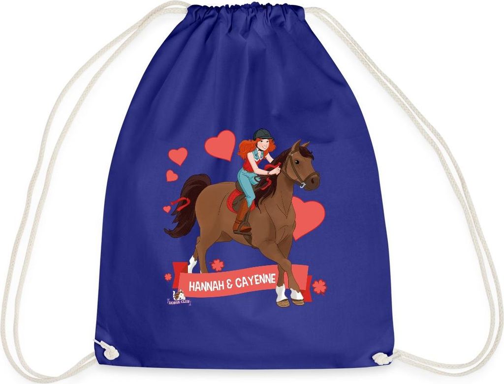 Spreadshirt Schleich Horse Club Hannah & Cayenne reiten aus Turnbeutel, One size, Königsblau