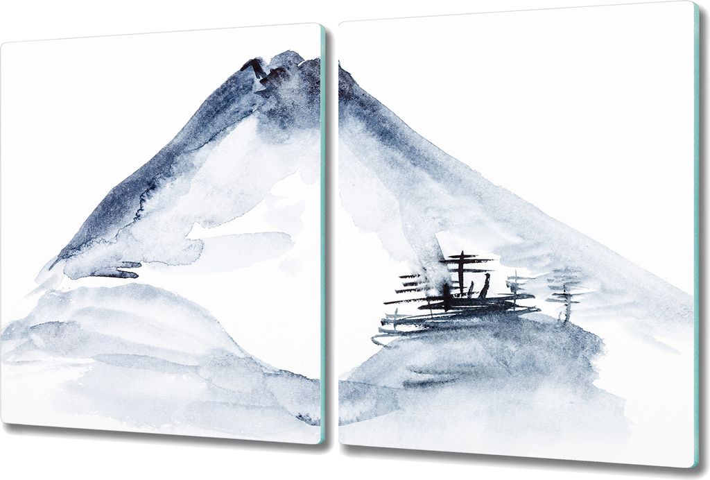 Glas Schneidebrett Herdabdeckplatten Schneideplatten - 2x 40x52 cm - Aquarell Blumen