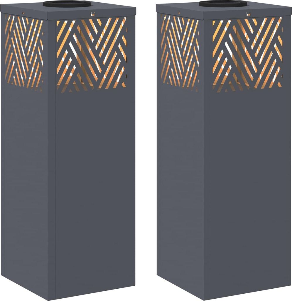vidaXL Solar LED Weg Licht 2 pcs Anthrazit Kalt gewalzter Stahl
