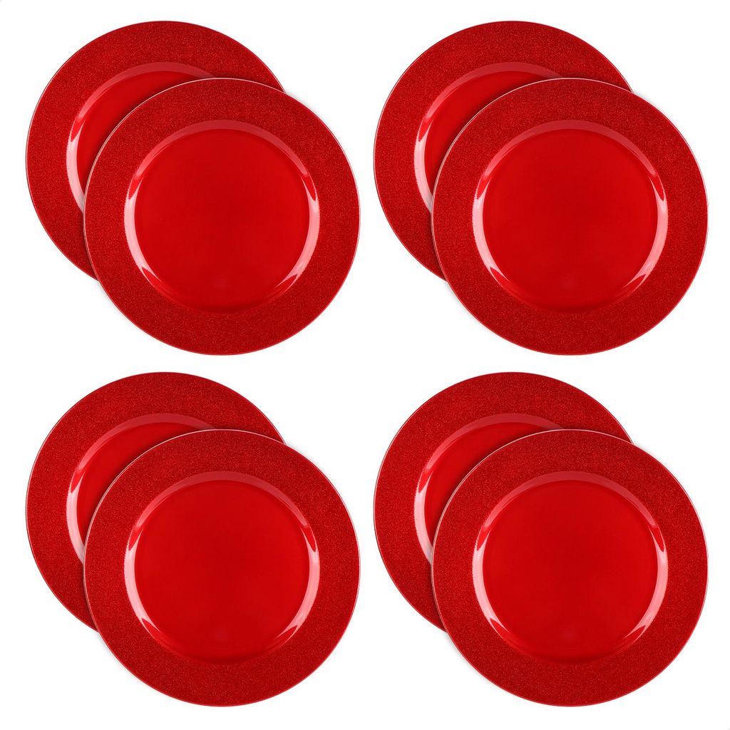 com-four 8x Platzteller mit schimmerndem Rand - wiederverwendbare Unterteller - Tischdekoration - edle Dekoteller für Hochzeit, Weihnachten - Ø...